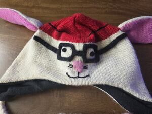 Whimsical 100% Wool Bunny Beanie Hat Made In Nepal